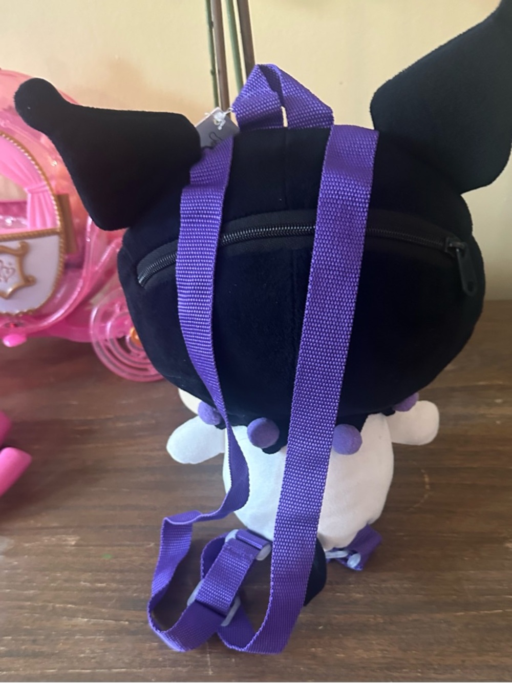 Sanrio White and Black Logo Tag with Purple Strap Accent